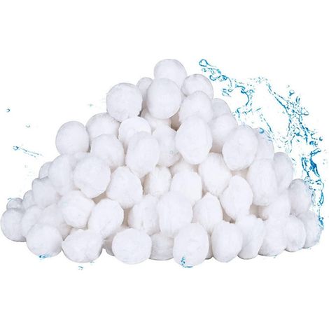 1 Sachet Billes filtrantes, Fibres polyester creuses, 1300g remplace 45kg sable, Lavable 30°C, Pour piscine aquarium bassin (1/5)