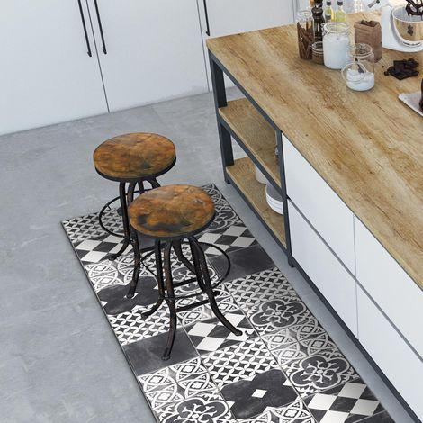 Tapis de Cuisine antidérapant Carreaux de Ciment en Ardoise 120x50 cm Tapis de Protection de Sol en Vinyle fabriqué en Italie, avec Encre Non Toxique, Ignifuge et résistant à l'eau (1/5)
