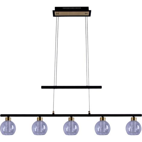 Suspension LED en verre et métal noir laiton lustre réglable pour salle à manger 90 cm - PANGIVO (1/5)