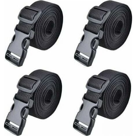 Black 4-piece 25180mm Quick-release buckle strap, plastic fastening strap, ratchet strap for luggage securing (1/5)