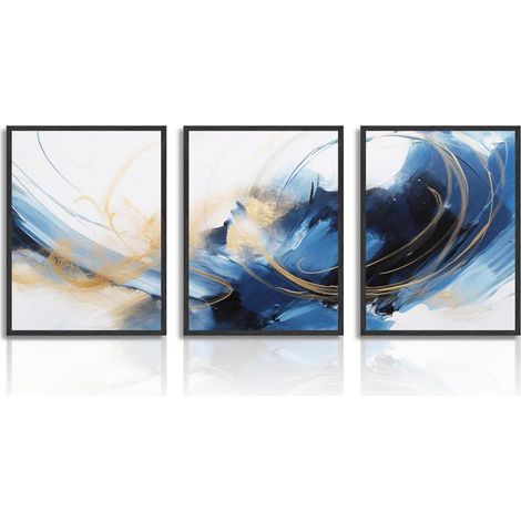 Blaue Abstrakte Wandbilder Leinwand Modern 30x40 cm 3er Set (1/5)