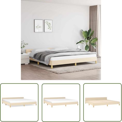 The Living Store Bettgestell ohne Matratze Creme 200x200 cm Stoff - Bettsofa - Boxspringbetten - Doppelbett - Lattenrost - Schlafzimmermöbel (1/5)