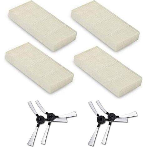 Lot de 4 brosses latérales et 4 filtres HEPA pour Amibot Pure, Pulse et Prime