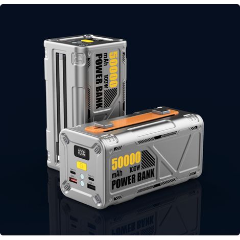 Chargeur portable, charge rapide 100 W, PC 50 000 mAh avec éclairage, câble intégré, 4 sorties et 2 entrées, charge rapide bidirectionnelle (1/5)