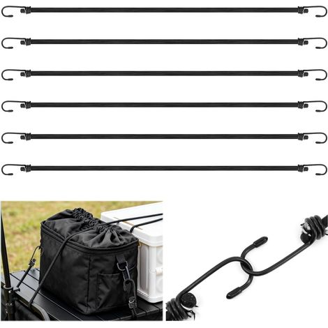 6 Pièces 80cm Tendeurs Elastique avec Crochets, Ø 8mm Sandow Elastique, Caoutchouc Tendeur Corde, Noir Sangle Extenseur, Multi Usage Élastiques pour Velo Camping Bache (1/5)