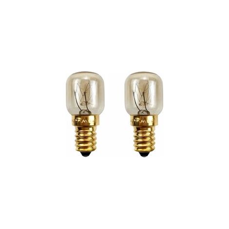 Lot de 2 ampoules pour four et micro ondes, E14 , 15 W, 230 V, 80 lm, 2700 K, résistantes aux hautes températures, jusqu'à 300 degrés