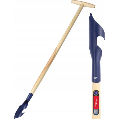 Unkrautstecher mit Holzstiel, Unkrautentferner aus Metall, 116 cm, Blau