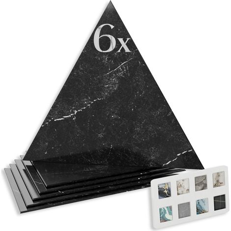 HEXIM Marmorplatten Optik Dreieck Set 6 Stück SPC Dekor Fliesen innen außen: 8261, 6 Stück (1/5)