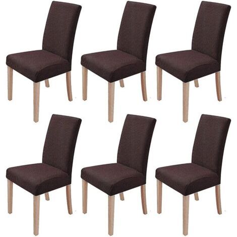 Housse de chaise extensible, lot de 6 housses de chaise amovibles et lavables pour salle à manger moderne, bureau, banquet, fête de mariage, housse de chaise extensible (marron foncé) (1/5)