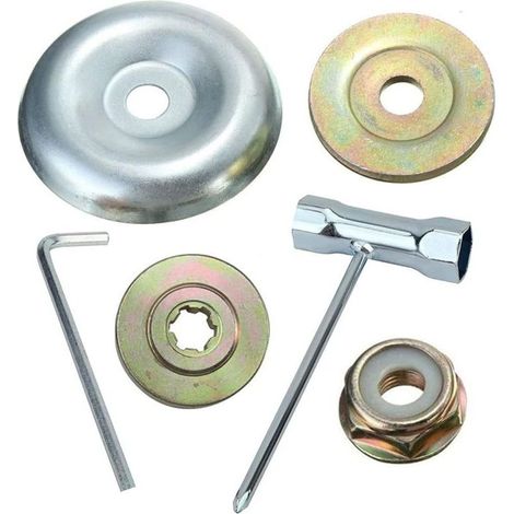 6-teiliges Universal-Mutternset für Freischneiderköpfe, für Benzin-Freischneider, Stihl, Echo, Ryobi-Kopf, Klingenmutter-Befestigungsset, Universalgetriebe, Metallklingenplatte (1/4)