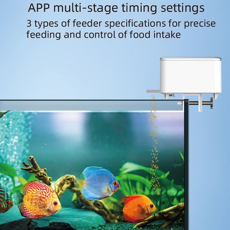 Distributeur automatique de nourriture intelligent WiFi pour poissons rouges d'aquarium, grande capacité (100 ml), contrôlable via application mobile. (1/5)