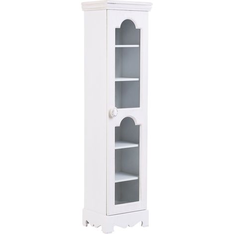 Vitrina de madera y cristal de 1 puerta blanco 24x20x98,5 (1/5)