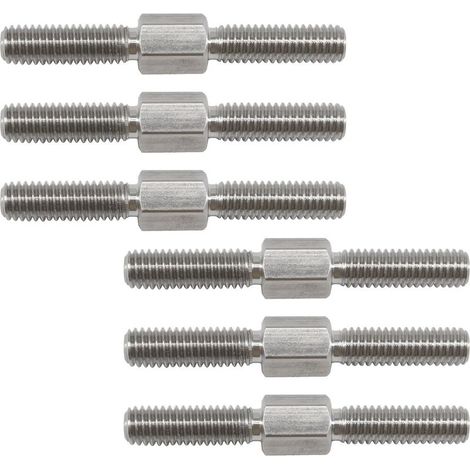 Lot de 6 goujons hexagonaux à double extrémité M6 x 50 mm avec filetage à droite et à gauche en acier inoxydable 304 de longueur égale (1/5)