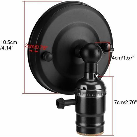 Support Lamp Vintage, E27 Edison Rétro Porte-lampe Murale avec Interrupteur pour Usage Domestique et Décoration (1/3)