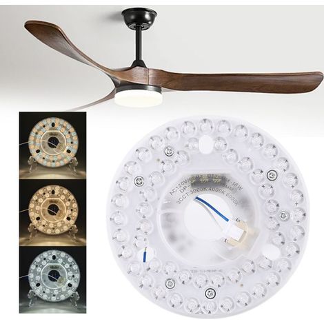 12,5 cm (4,92 Zoll) LED-Deckenventilator-Beleuchtungs-Umrüstset, 18 W, 3 Farbtemperaturen (3000 K, 4000 K, 6000 K), dimmbar, Ersatzplatine, 120 V (1/5)