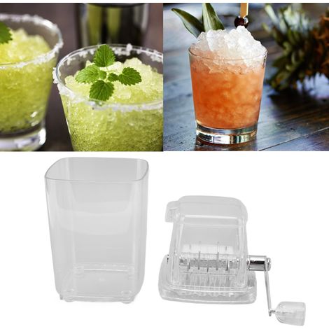 Broyeur à glace manuel domestique de petite taille, broyeur à glace multifonctionnel à manivelle, broyeur à glace commercial, machine à glace pilée/smoothie artisanale, transparent. (1/5)