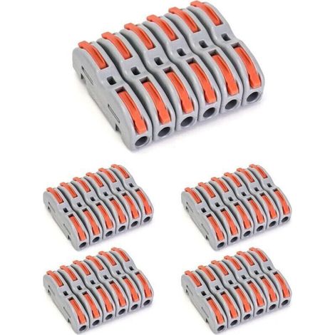 Connecteurs électriques rapides Domino 1 fil / 2 entrées – Lot de 30 pièces, plastique résistant, compatibles entre eux (1/4)