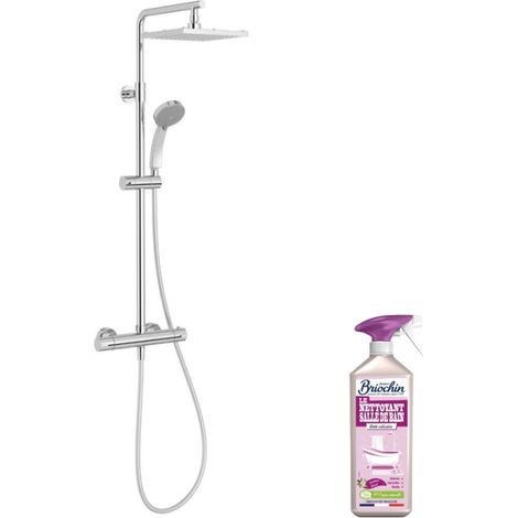 JACOB DELAFON Colette Columna de ducha termostática cromada + Limpiador briochin