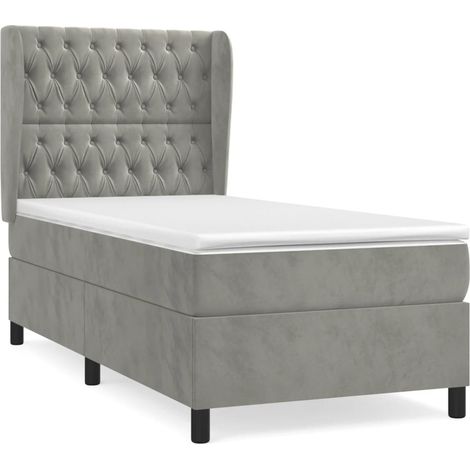 Maison Exclusive - Cama box spring con colchón terciopelo gris cl (1/5)
