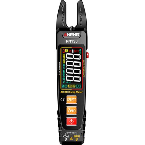 Pince multimètre en forme de U AC/DC tension courant Hz fréquence diode buzzer résistance condensateur testeur NCV détection basse batterie lampe torche écran VA couleur (1/5)