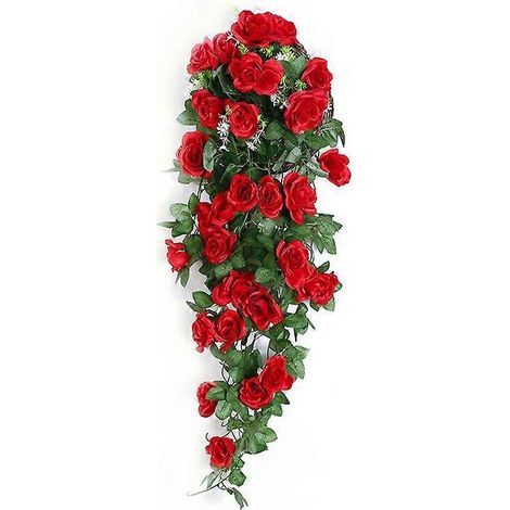 Décoration d'intérieur tendance, fleurs artificielles, roses suspendues, fausses plantes grimpantes pour la maison et le jardin.rouge (1/5)