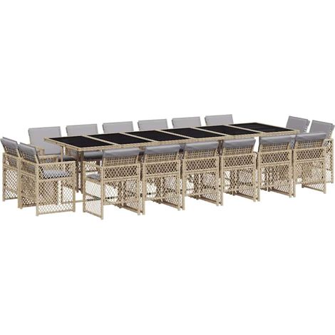 Maison Exclusive - Ensemble à manger de jardin et coussins 17 pcs mélange beige (1/5)
