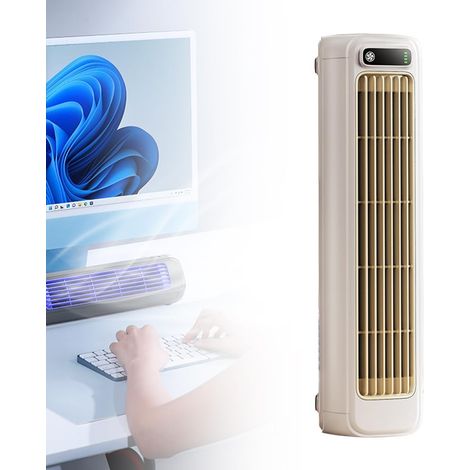 Ventilateur de refroidissement beige 2026 à 3 vitesses avec écran tactile LED, climatiseur rechargeable USB lmwing pour chambre, bureau et maison. (1/5)