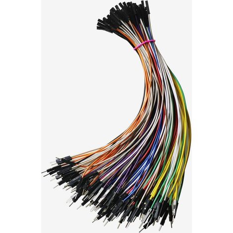 100 Pièces 1P to 1P Mâle vers Femelle Jumper Wires Cavalier Câble Set, 1 Pin Breadboard Electronique pour Arduino Prototype Shield, 20CM, 24AWG, 10 Couleur (1/5)