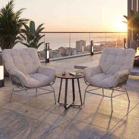 Lot de 2 chaises de jardin HWC-P75, fauteuils de jardin, fauteuils lounge, tissu 220 g/m2 polyrotin