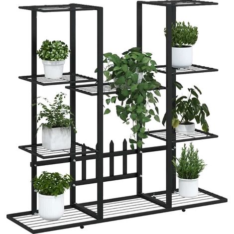 Soporte para plantas, construcción metálica, requiere montaje, color negro. (1/2)