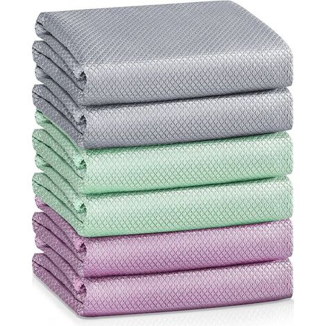 Chiffon Microfibre - Motif Ecailles De Poisson - 40,6 X 40,6 Cm - Pour Vitres Rétroviseurs Pare-Brise - Lot De 6