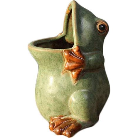 Froschförmiger Keramik-Blumentopf, Bonsai-Topf, Sukkulententopf, multifunktionaler Blumentopf für den Garten, Außendekoration, Blumentopf für Innenhöfe und Balkone. (1/5)