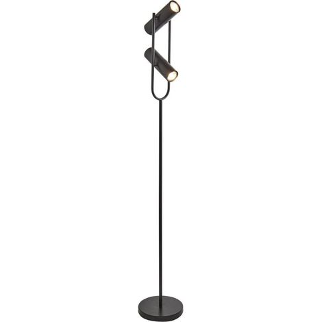 Lampadaire, 2 lumieres, metal alu, noir mat (1/2)