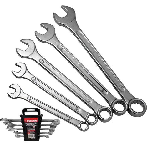 Dekton 5pc Combination Spanner Set Metric Steel Polished 8mm - 17mm (1/2)