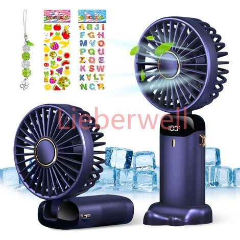Ventilateur Portatif, Rechargeable USB avec Batterie 5000mAh Ventilateur, 5 Vitesses, Écran à LED (1/4)