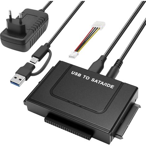 Adaptateur pour Disque Dur USB 3.1 6 Gbps vers IDE/SATA 2,5/3,5 Pouces HDD - Câble USB pour 11/10/8/7/XP/Vista - Secteur 12 V/2 A (1/5)