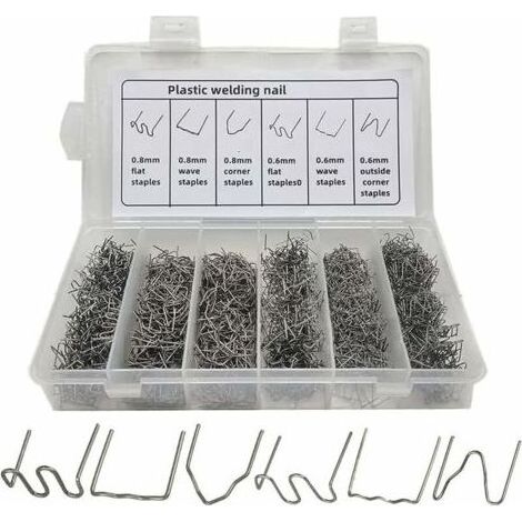 Agrafes Chaudes Métal, 600 pièces Agrafes chaudes de soudage, Plastique Soudage Agrafeuse Chaude Voiture pour Réparation de Pare-Chocs de Voiture, Soudage de Carrosserie, avec Boîte (1/5)