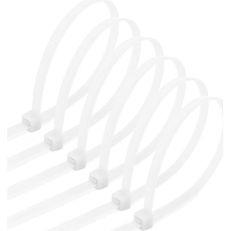 Lot de 100 serre-câbles blancs 100 mm x 2,5 mm en nylon haute résistance à la traction - Petits serre-câbles autobloquants robustes et résistants aux intempéries (1/5)