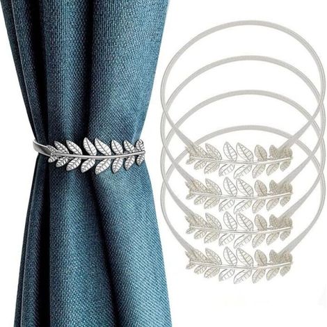 Embrasses De Rideaux, Boucles De Rideau En Corde  Ressort En MéTal RéGlable,Attache Rideau Minimaliste - 4 Pcs (1/4)
