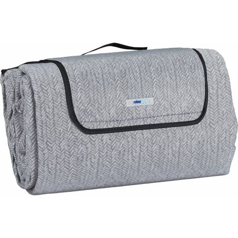 Ulisem XXL Picknickdecke, 200x300 cm, isoliert, wasserdicht, Fischgrätenmuster, Fleece-Stranddecke, Tragegriff, grau (1/4)
