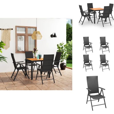 Ensemble à manger de jardin 5 pcs noir et marron - Ensemble Salon De Jardin - Meuble De Jardin - Table Et Chaises - Résine Tressée - Aluminium (1/5)