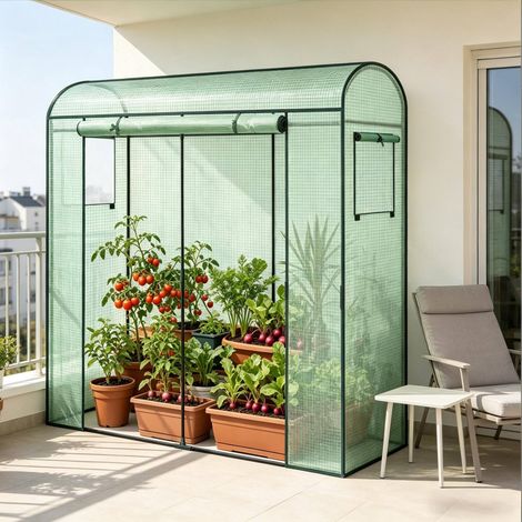 Gewächshaus Foliengewächshaus 170x68x200 cm Grün OKMYHOME (1/4)