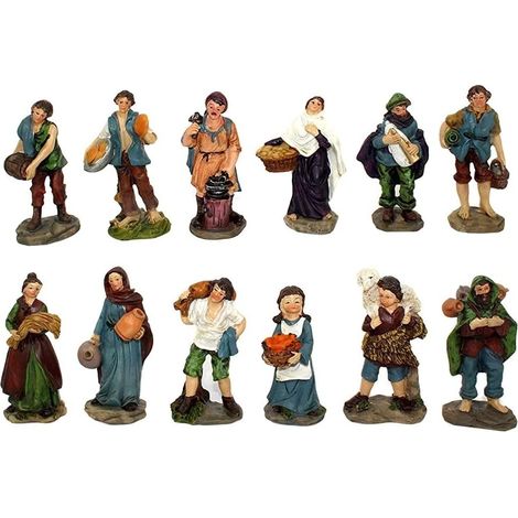 12 Pastori per presepe mestieri assortiti cm 9 personaggi natale decorazioni addobbi pastorelli statuine capanna grotta (1/5)