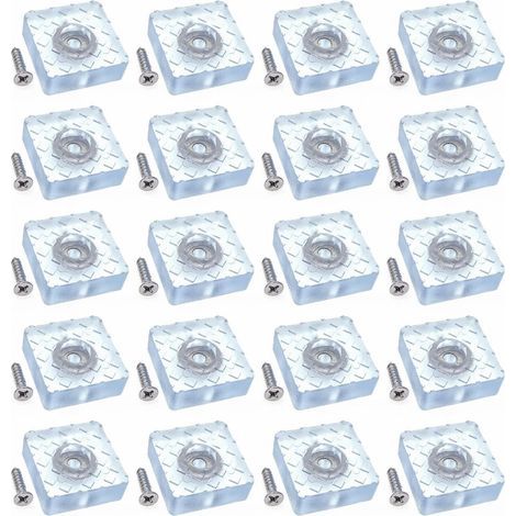20x Antidérapant Silencieux 30mm Grand Protecteur Sol Silicone Patins de Meubles Planeurs avec vis pour Pieds canapé Table Bureau, Coussinets Chaise carrés Caoutchouc à Visser pour parquet (1/5)