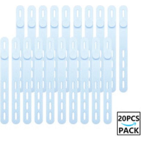 20er-Pack wiederverwendbare, waschbare Kabelbinder aus Silikon mit Verschlussschnalle, verstellbare Befestigungsgurte, hochelastischer Mehrzweck-Kabel-Organizer (blau) (1/5)