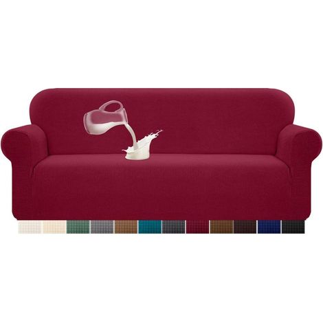 Sofabezug Stretch Wasserdicht Spandex Jacquard 4 Sitzer Weinrot (1/5)