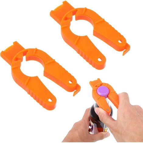 Lot de 2 décapsuleurs 3 en 1 pour personnes âgées - Bouchon à vis - Ouvre-bouteille en plastique multifonction - Facile à utiliser pour les personnes âgées souffrant de problèmes de main