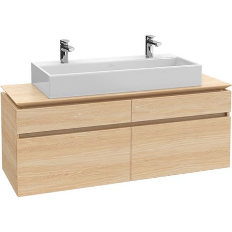 Villeroy & Boch Legato Vanity unit B610, 1200x550x500mm, lavabo centrale, illuminazione LED- illuminazione, colorazione: Bianco Lucido - B610L0DH (1/3)