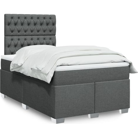 Boxspringbett mit Matratze Dunkelgrau 120x190 cm Stoff (1/5)