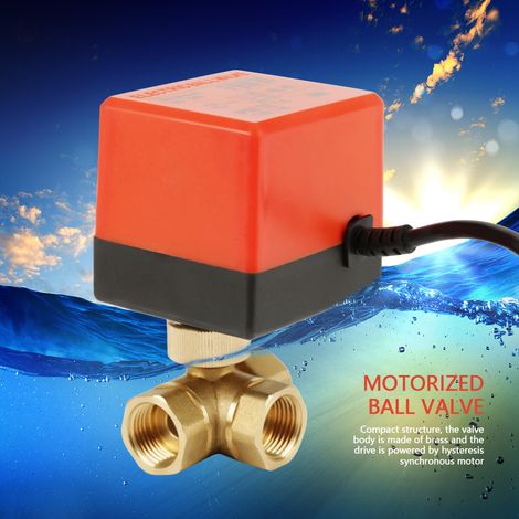 Vanne électrique à bille motorisée 3 voies en laiton G1/2" DN15 220 V CA pour le contrôle de débit (1/5)